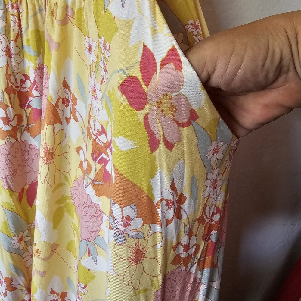 Torrid Yellow and Pink Floral Midi Dress - Picture 5 of 10